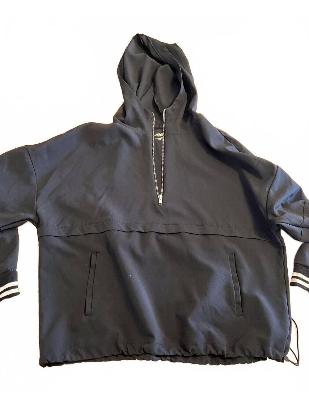 Avia Black Pullover Hoodie with Half-Zip and Drawstring Hem, Size L/G (12-14)